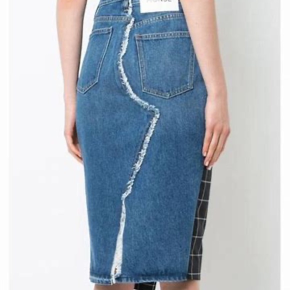 Monse Wool and Denim Panel Pencil Skirt US10 New - Picture 4 of 5